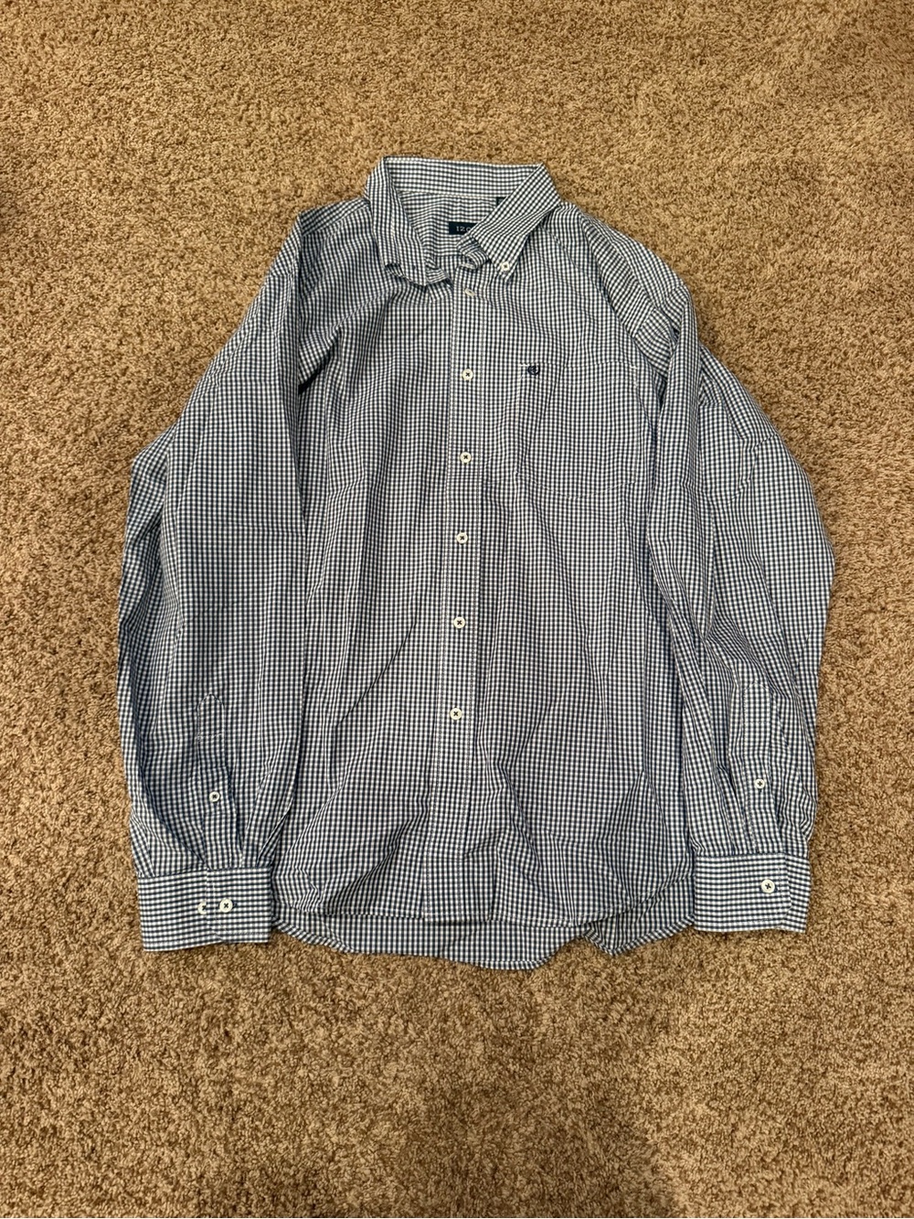 Men’s IZOD Gingham Navy and White Button-Down Shirt